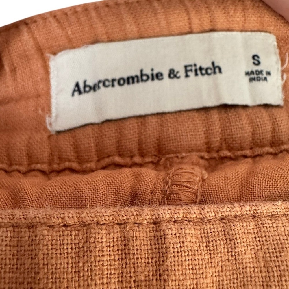Abercrombie & Fitch Linen Blend High Rise Shorts Terracotta Orange Small - Picture 5 of 7